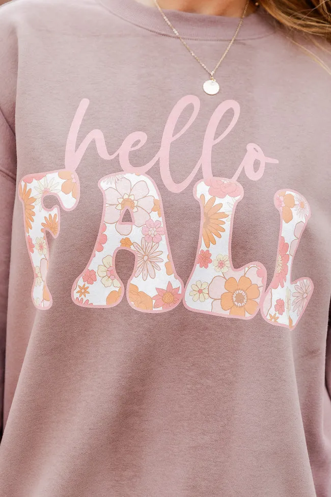 Simple Wear Hello Fall Floral Mocha Graphic Sweatshirt SALE