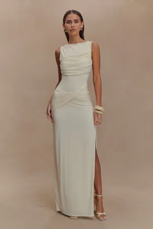 Henley Slinky Drape Maxi Dress - Ivory Comfort and Elegance All Purpose