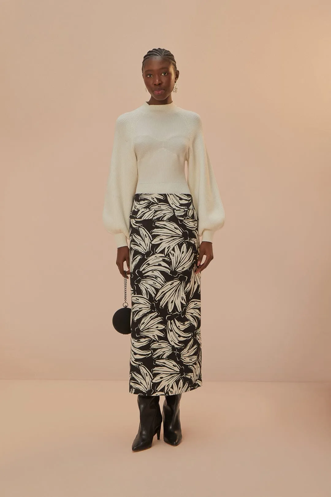 Full Circle Detachable Detail Black Bossa Banana Low Waisted Maxi Skirt