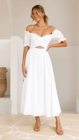 Hulu Maxi Dress - White Fall Silhouette Trend Detail