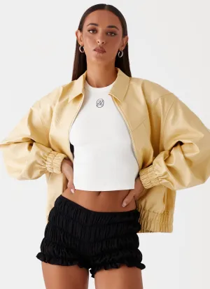 Classic Fit Cut Holland Bomber Jacket - Yellow
