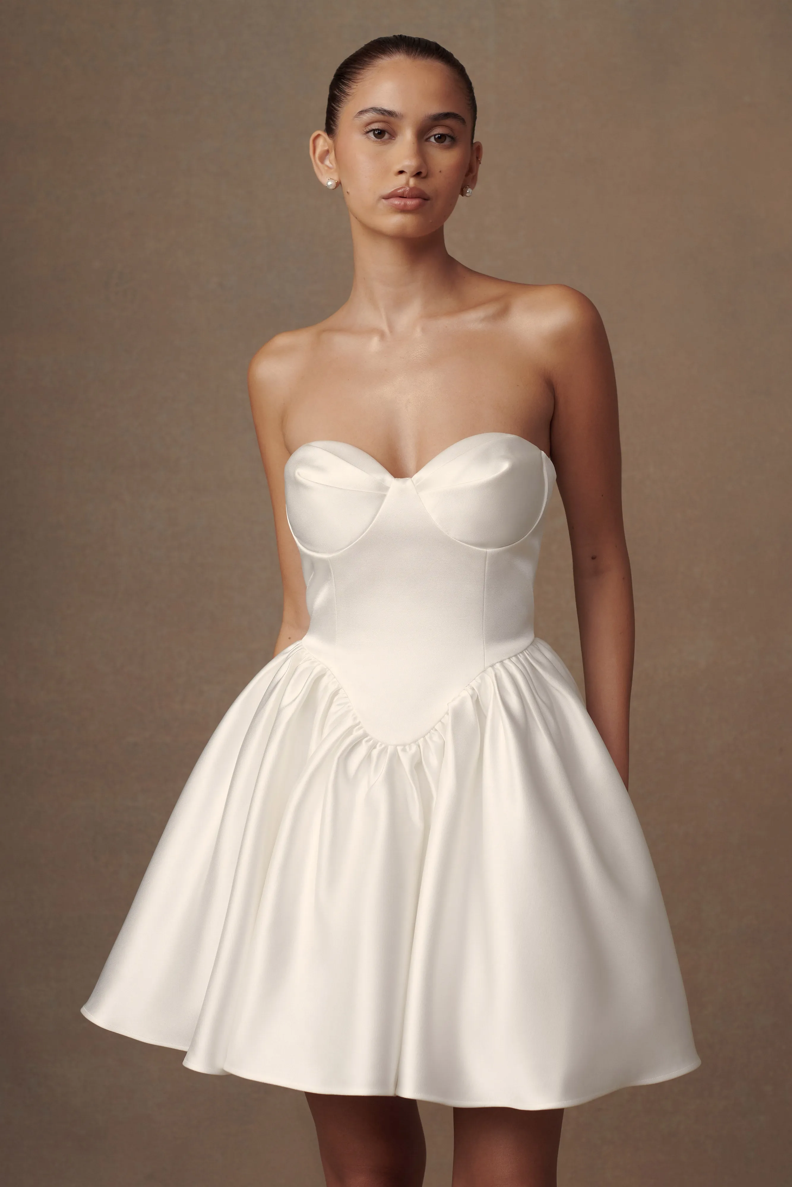 Airy Fabric Hollie Structured Corset Mini Dress - White