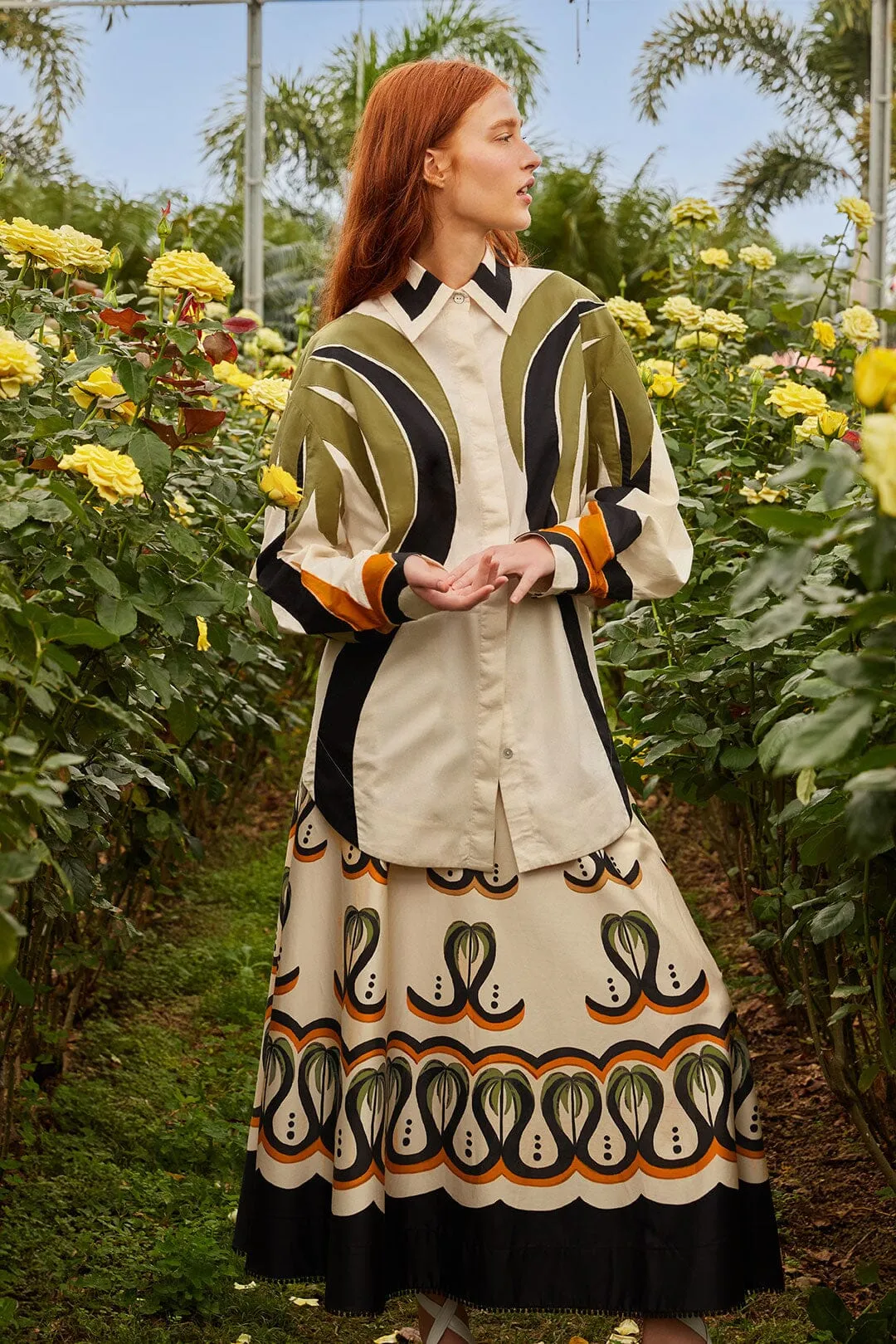 Off-White Coconut Tree Flow Skirt Laidback Style