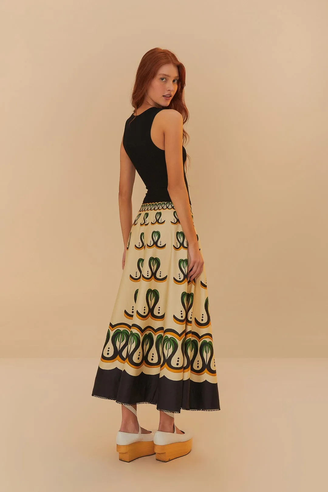 All Day Fit Off-White Coconut Tree Flow Skirt