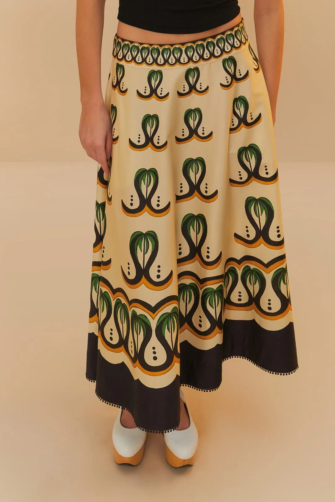 Off-White Coconut Tree Flow Skirt Ankle length