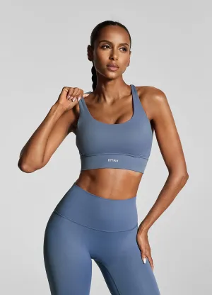 Iris Blue Strappy Back Top Comfortable Strap Seamless Material