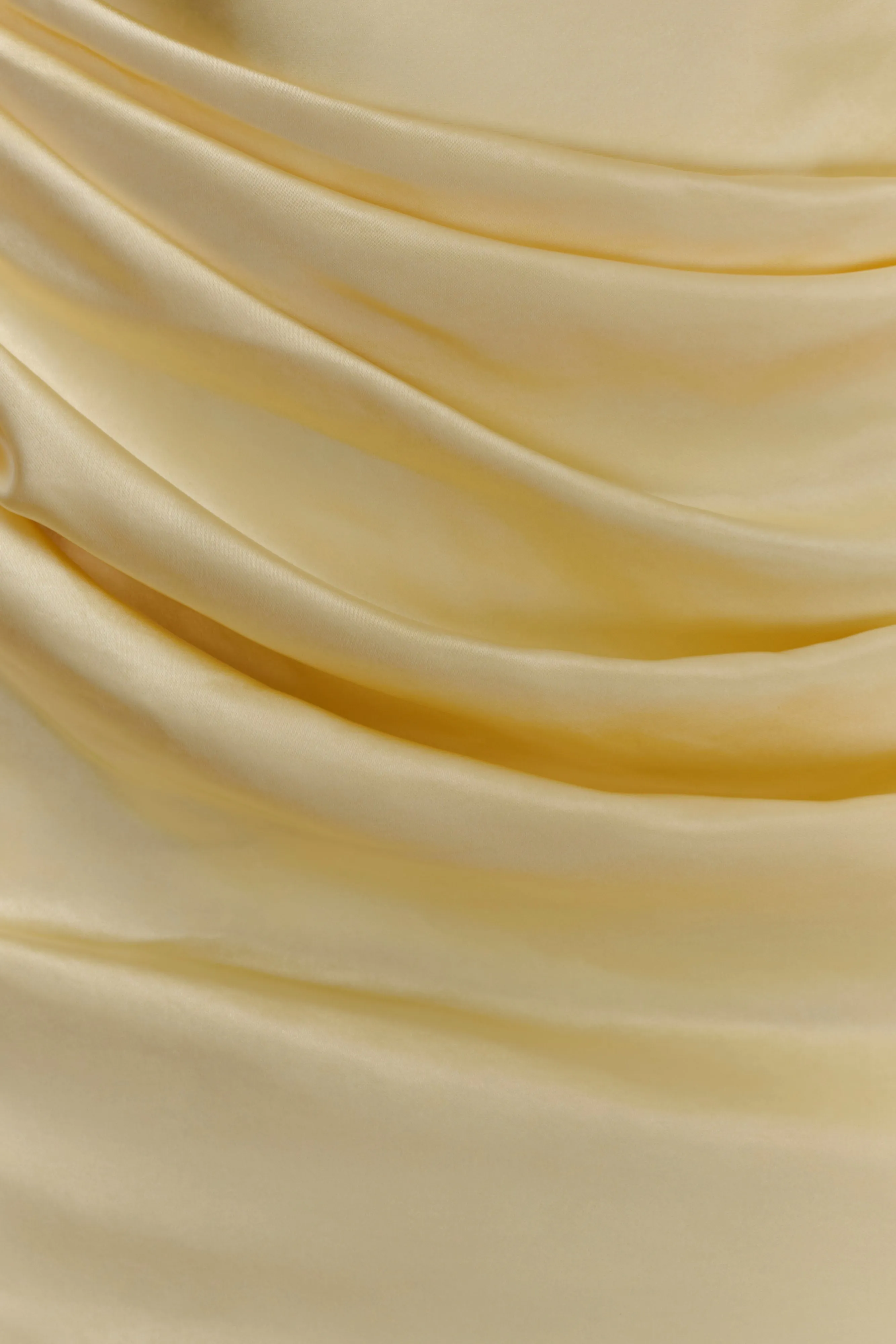 Iris Long Sleeve Satin Maxi Dress - Lemon Functional Fit Pastel-Tone