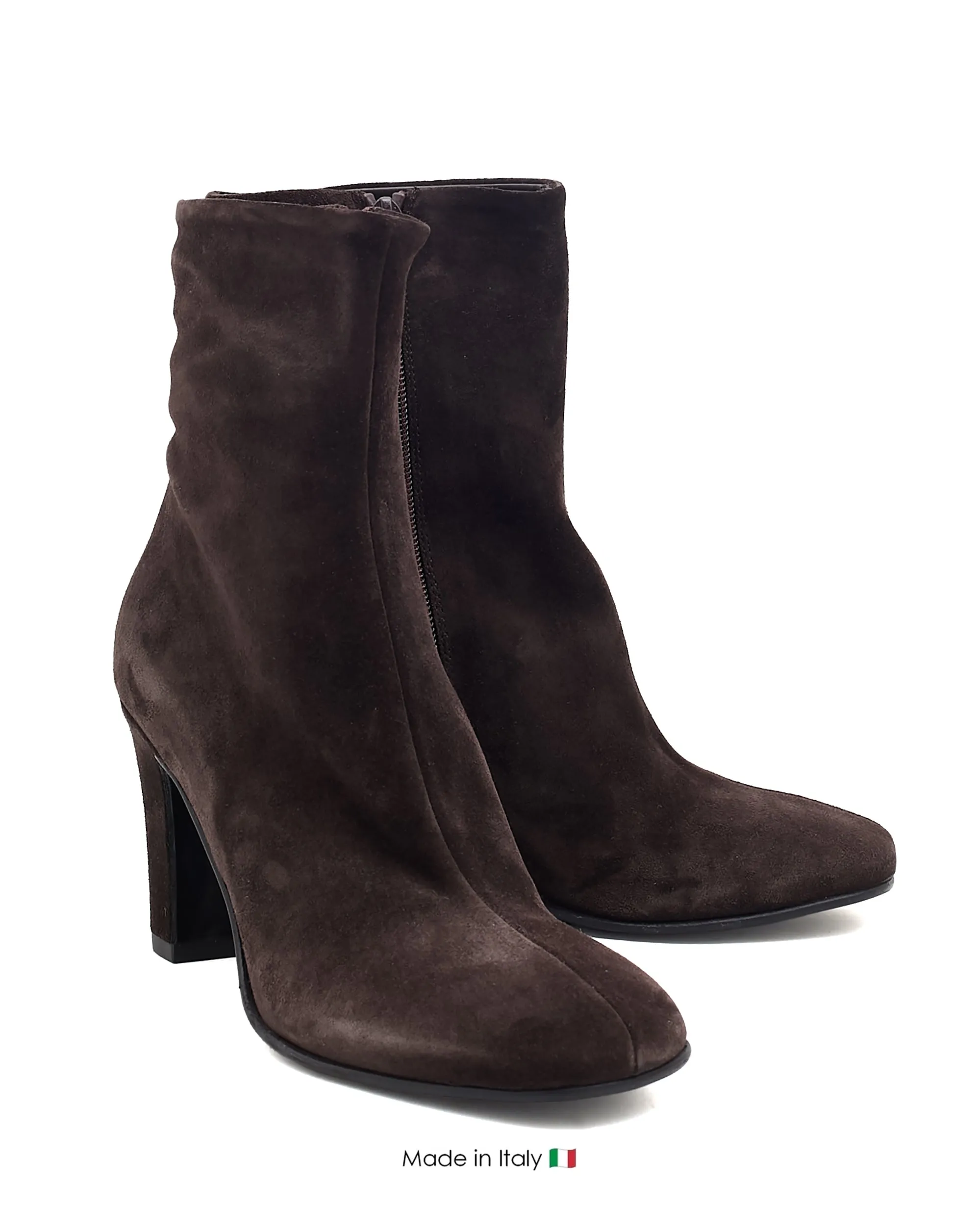 Sporty Zip Closure Isabella Dark Brown Suede