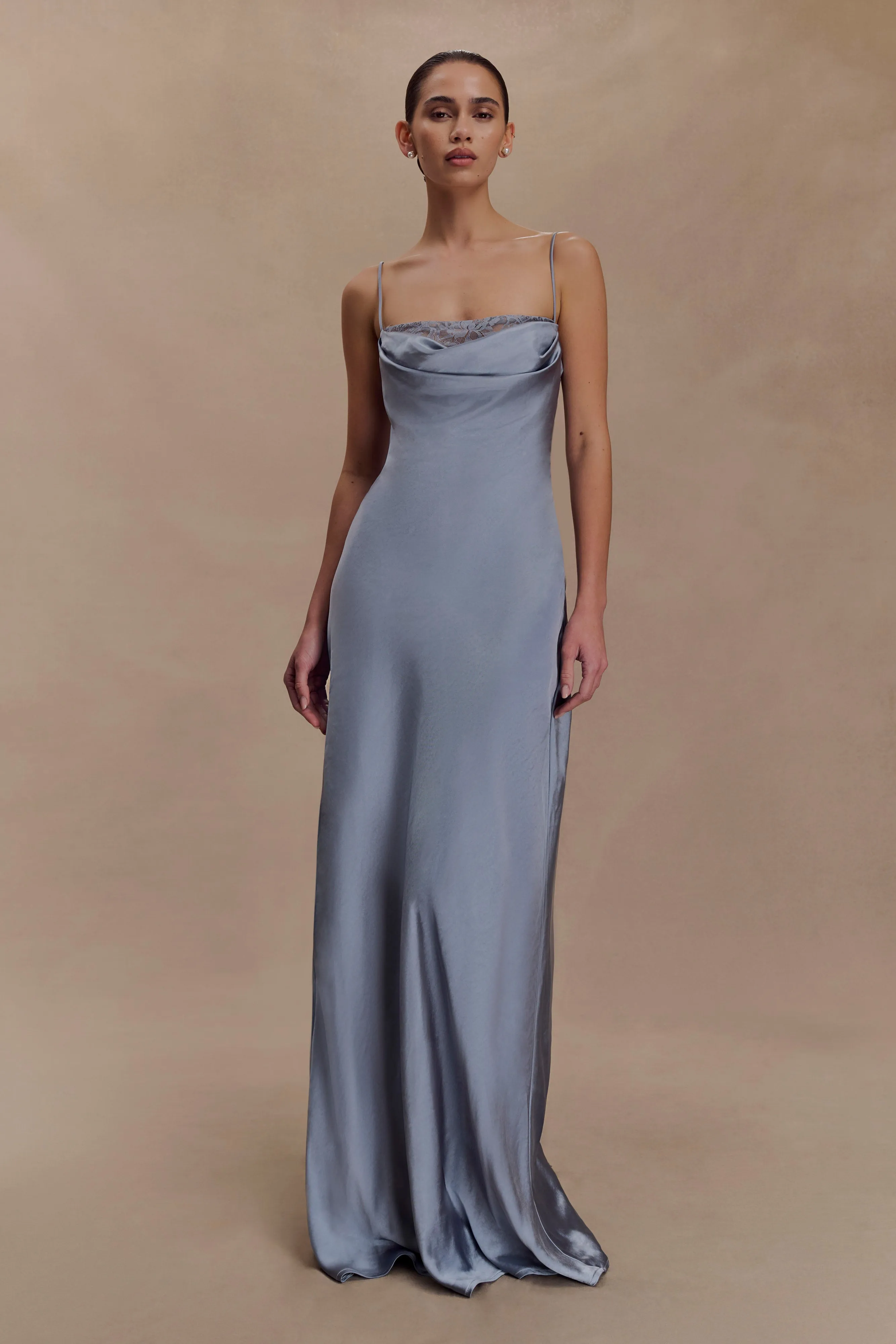 Isadora Lace & Satin Maxi Dress - Frosted Blue Casual Vibes