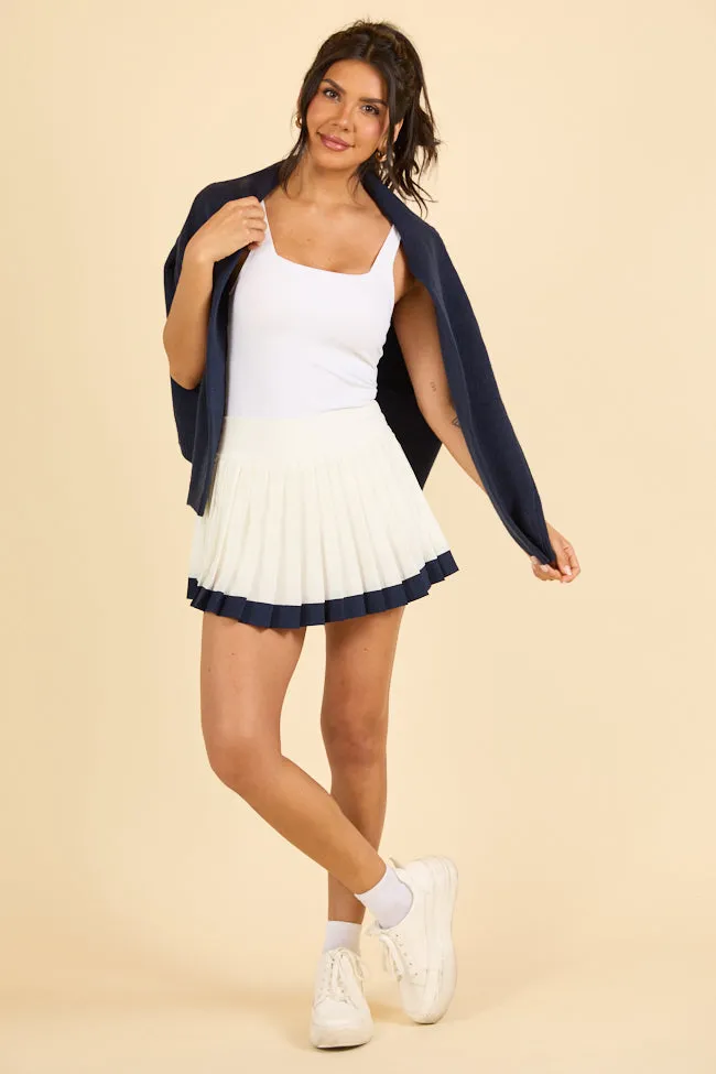 Its A Tie White Pleated Navy Bordered Tennis Skirt SALE Handmade Quality
