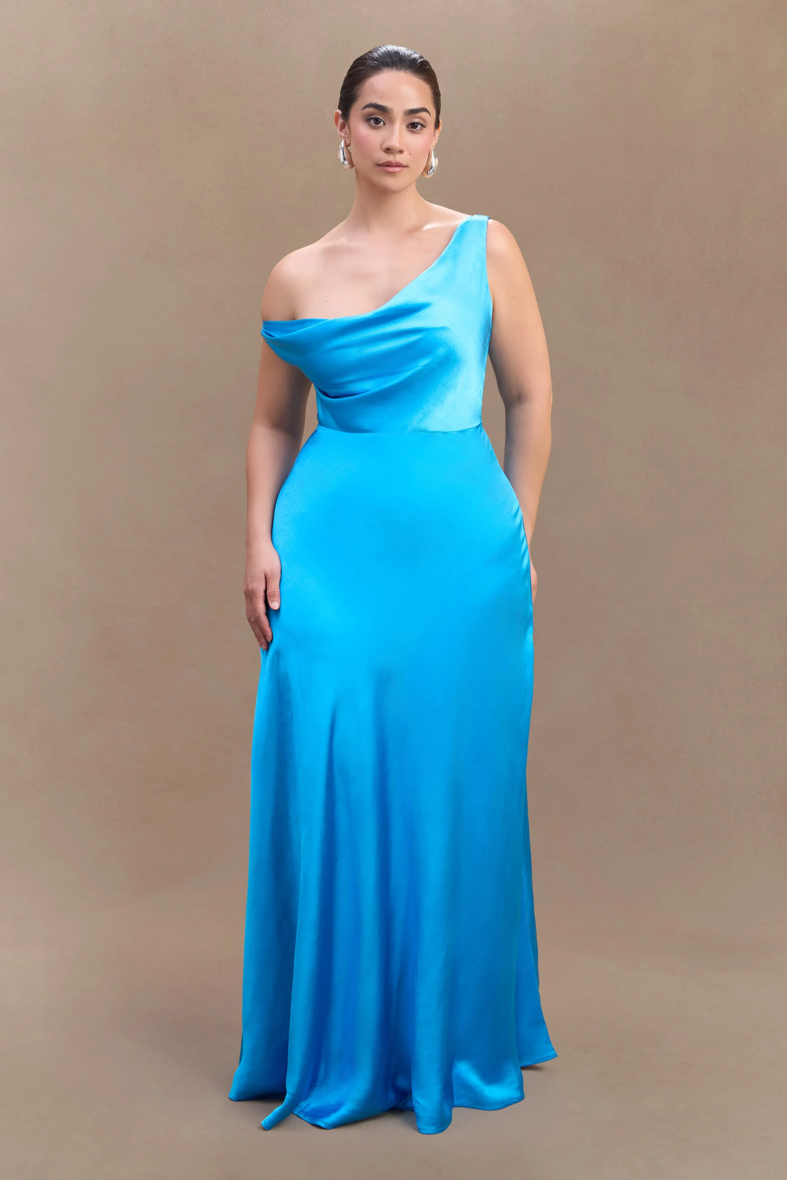 Chic Vibe Jacinta One Shoulder Maxi Dress - Cyan Blue