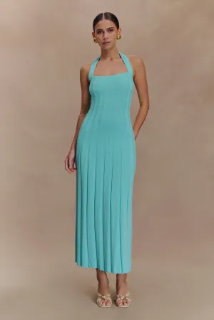 Jacqui Halter Knit Midi Dress - Cyan Blue Breeze Grace Cruise-Wear