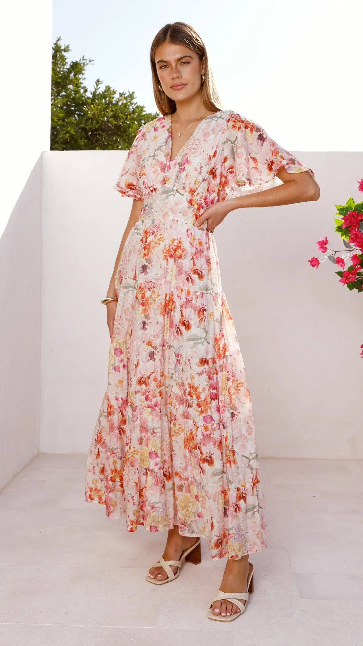 Jana Maxi Dress - Spring Floral Wide Hemline