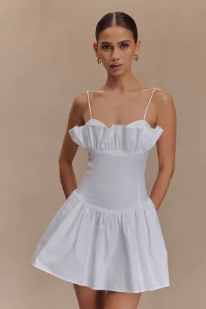 Body Safe Janis Cotton Frill Mini Dress - White