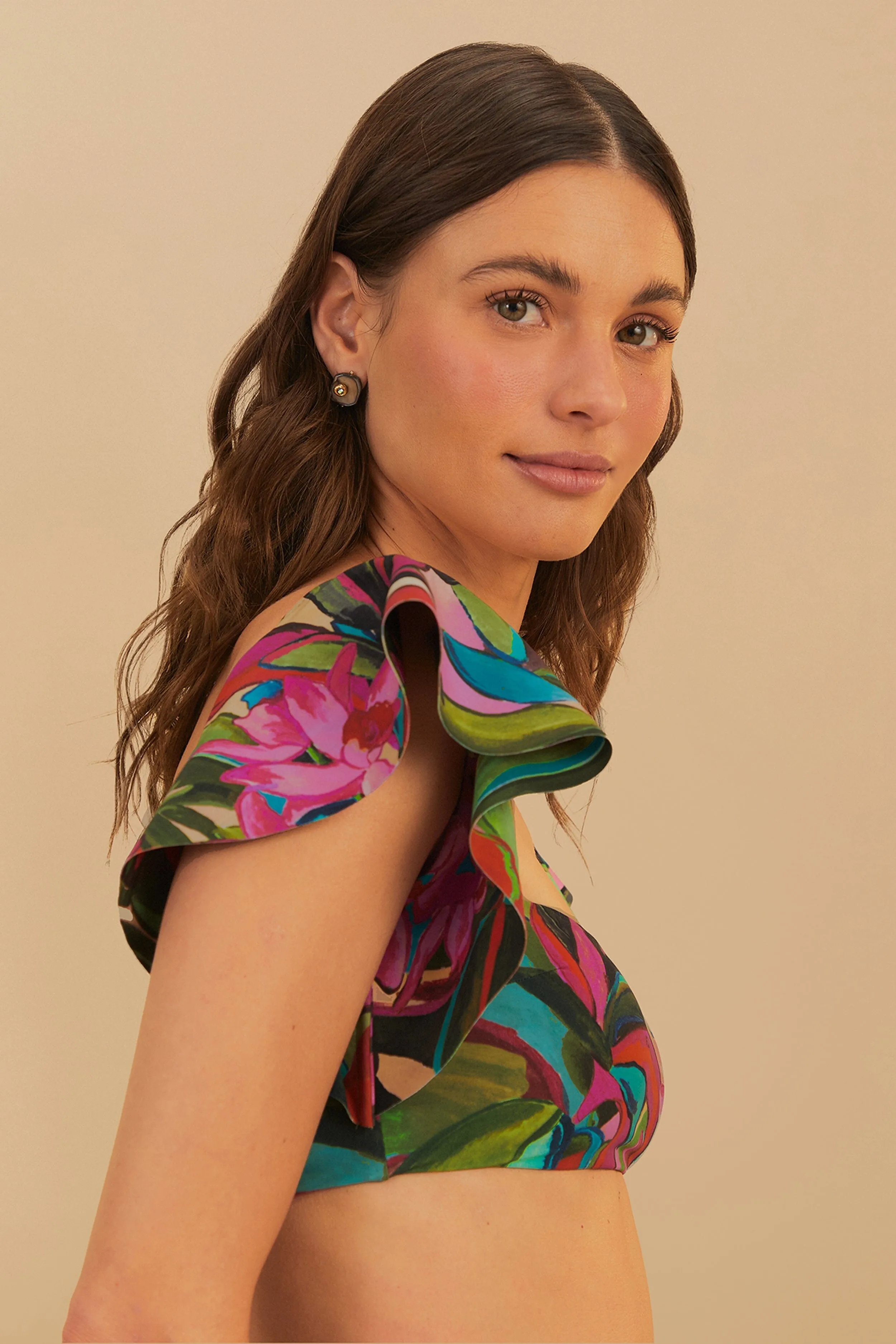 OekoTexCertified Jardin De Reve Ruffle Bikini Top