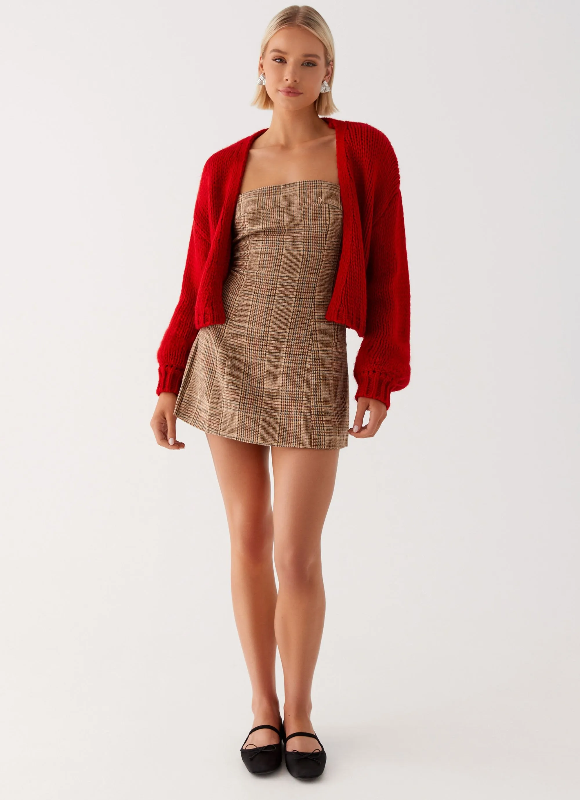 Jasleen Knit Cardigan - Red Temperature Balancing Layer