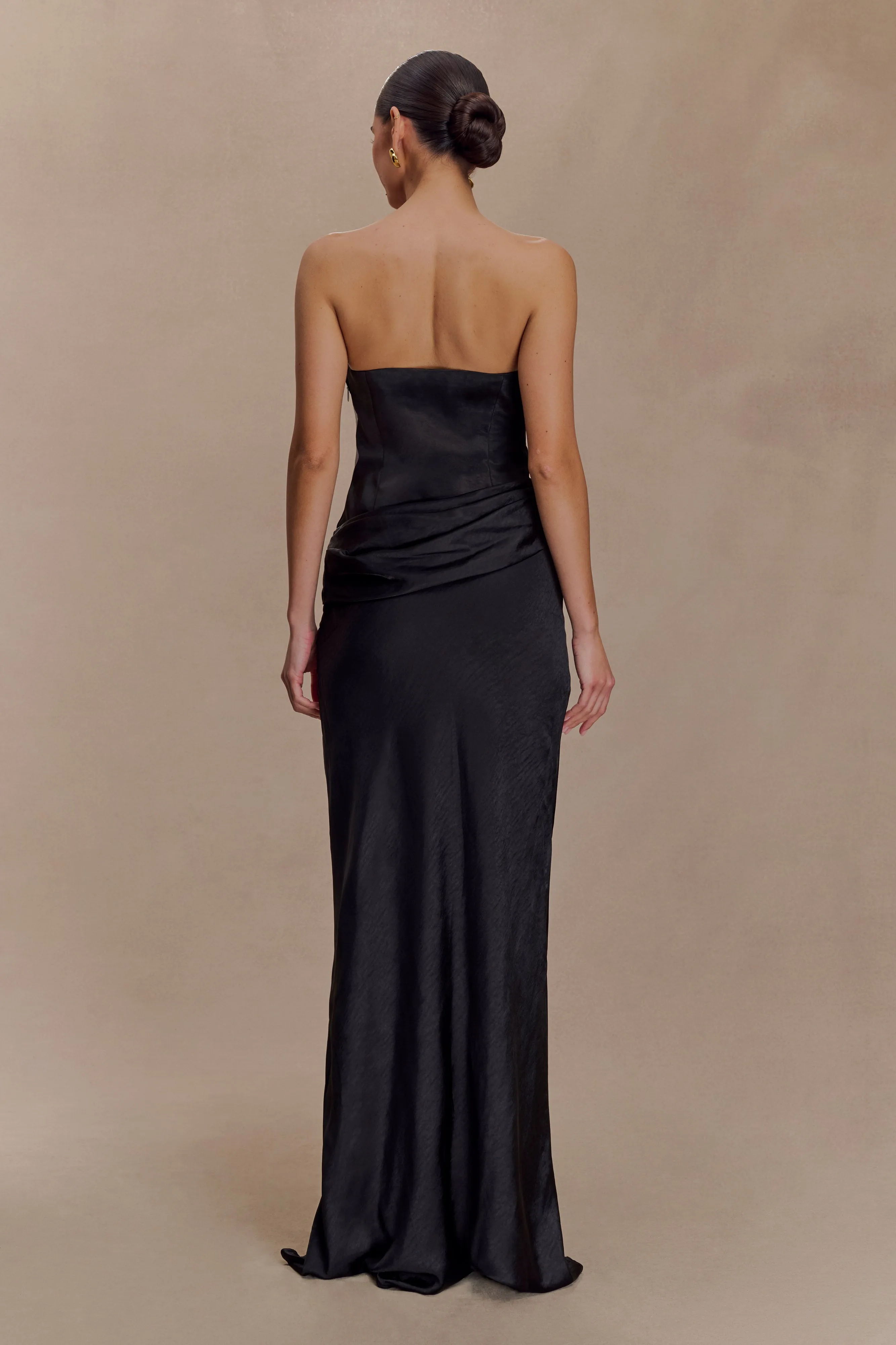 Jasmine Strapless Satin Maxi Dress - Black Urban Line City Layers