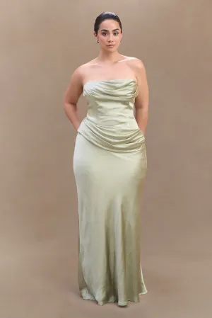 Jasmine Strapless Satin Maxi Dress - Sage Sculpted Form