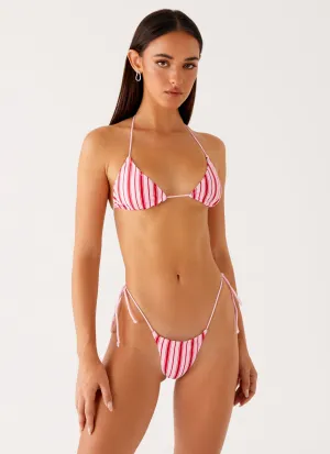 Jaspa Bikini Top - Pink Stripe Racerback Support Compact Design