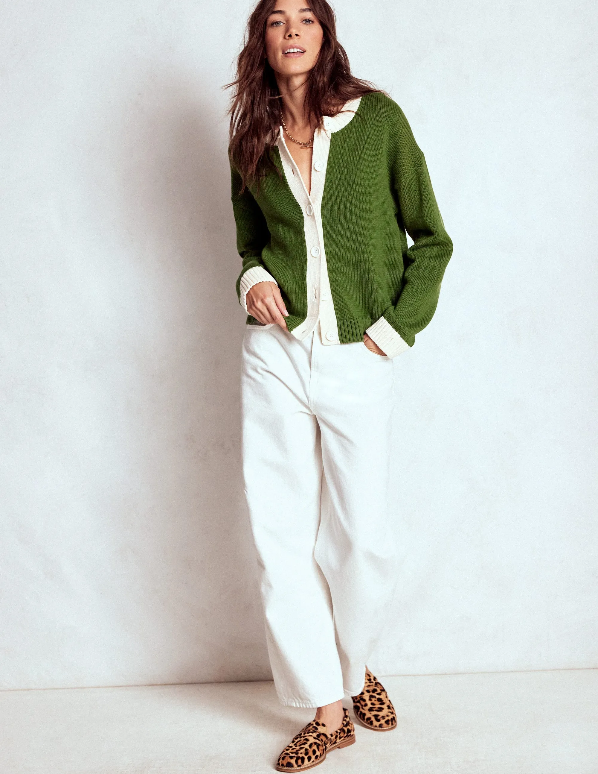 Transitional Wear UVProtective Knit Density Jemma Chunky Cotton Cardigan-Promenade Green
