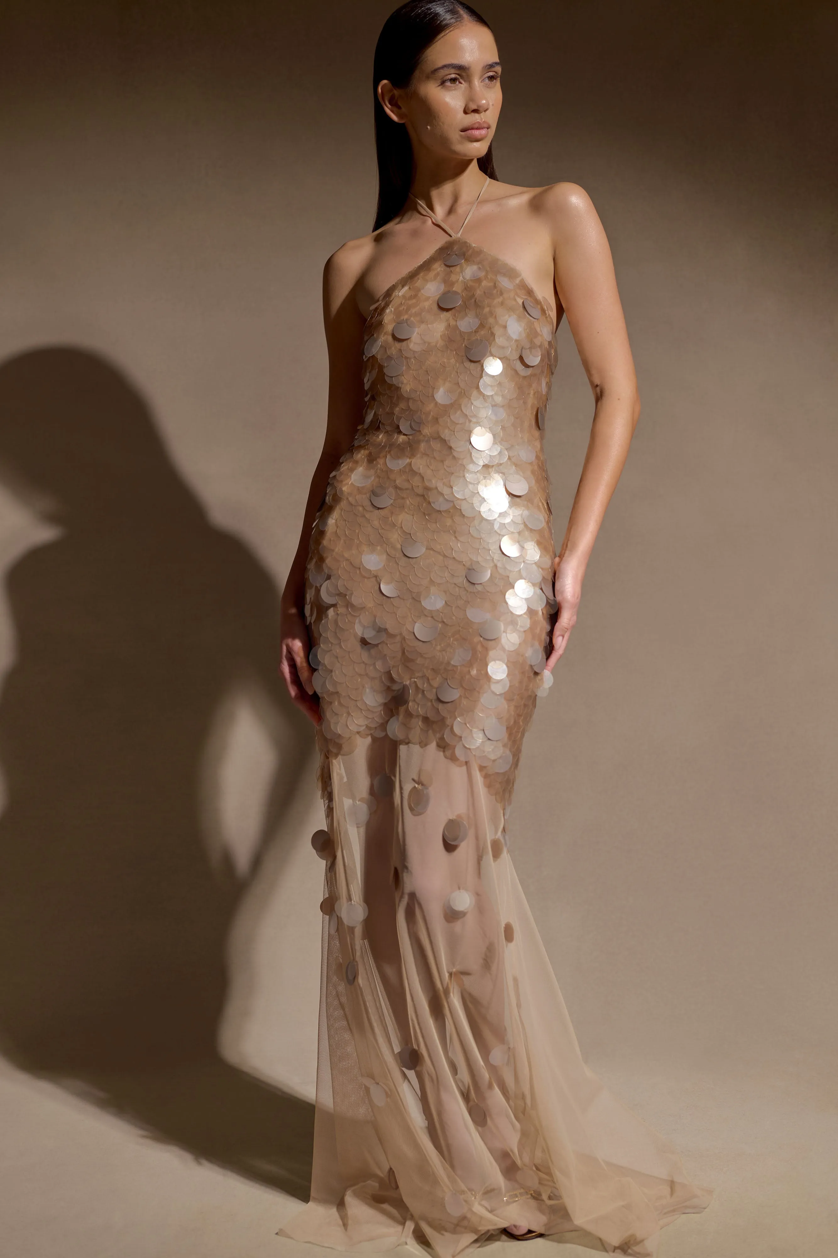 Jenny Hand Embellished Maxi Dress - Gold Minimal Comfort