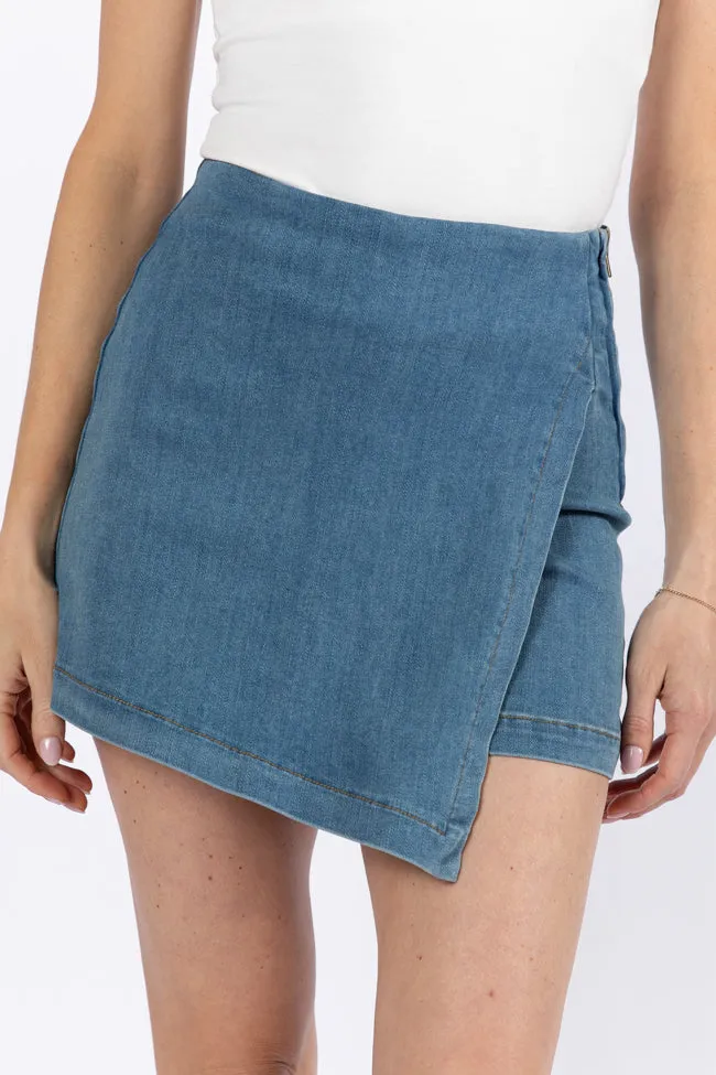 Smooth Cut Core Collection Jessica Medium Wash Denim Skort