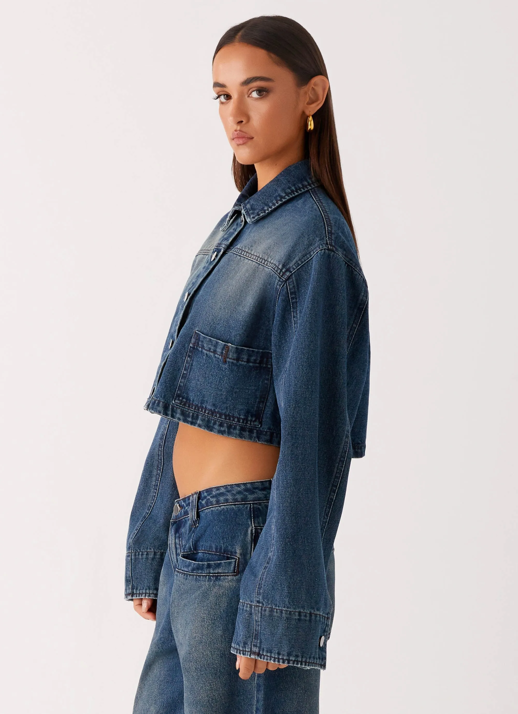 Joan Cropped Denim Jacket - Indigo Functional Fit
