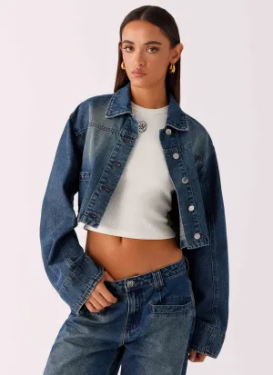 Joan Cropped Denim Jacket - Indigo Multi Pocket System