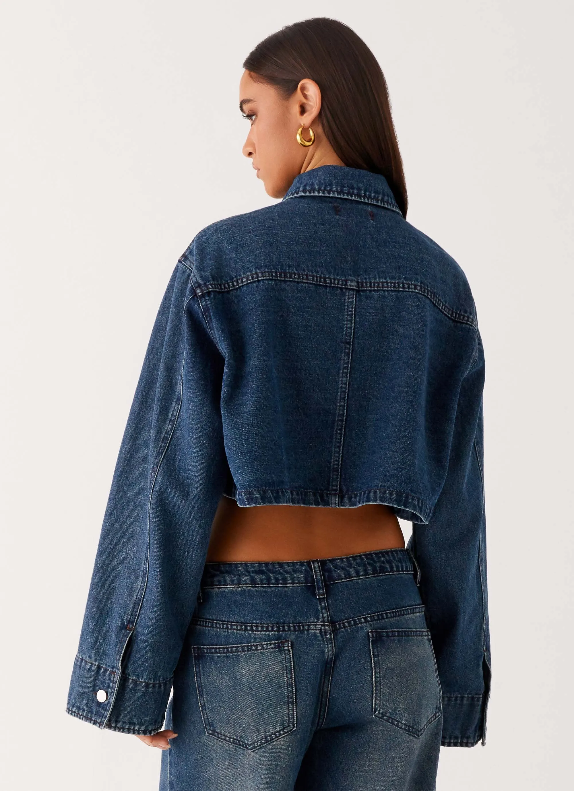 Convertible 2 In 1 Function Joan Cropped Denim Jacket - Indigo