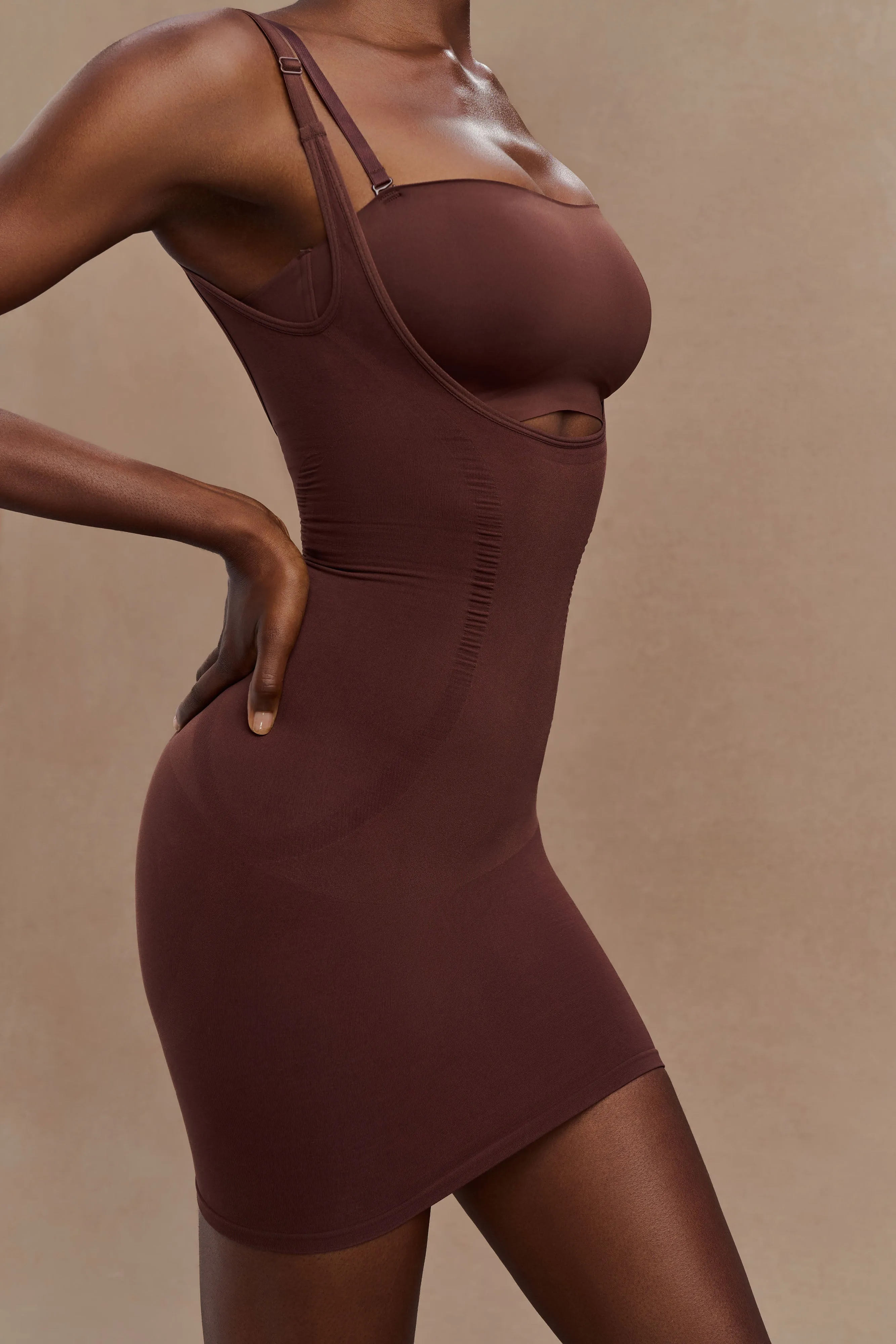 Tailored Wear Jocelyn Backless Shapewear Mini Dress - Espresso