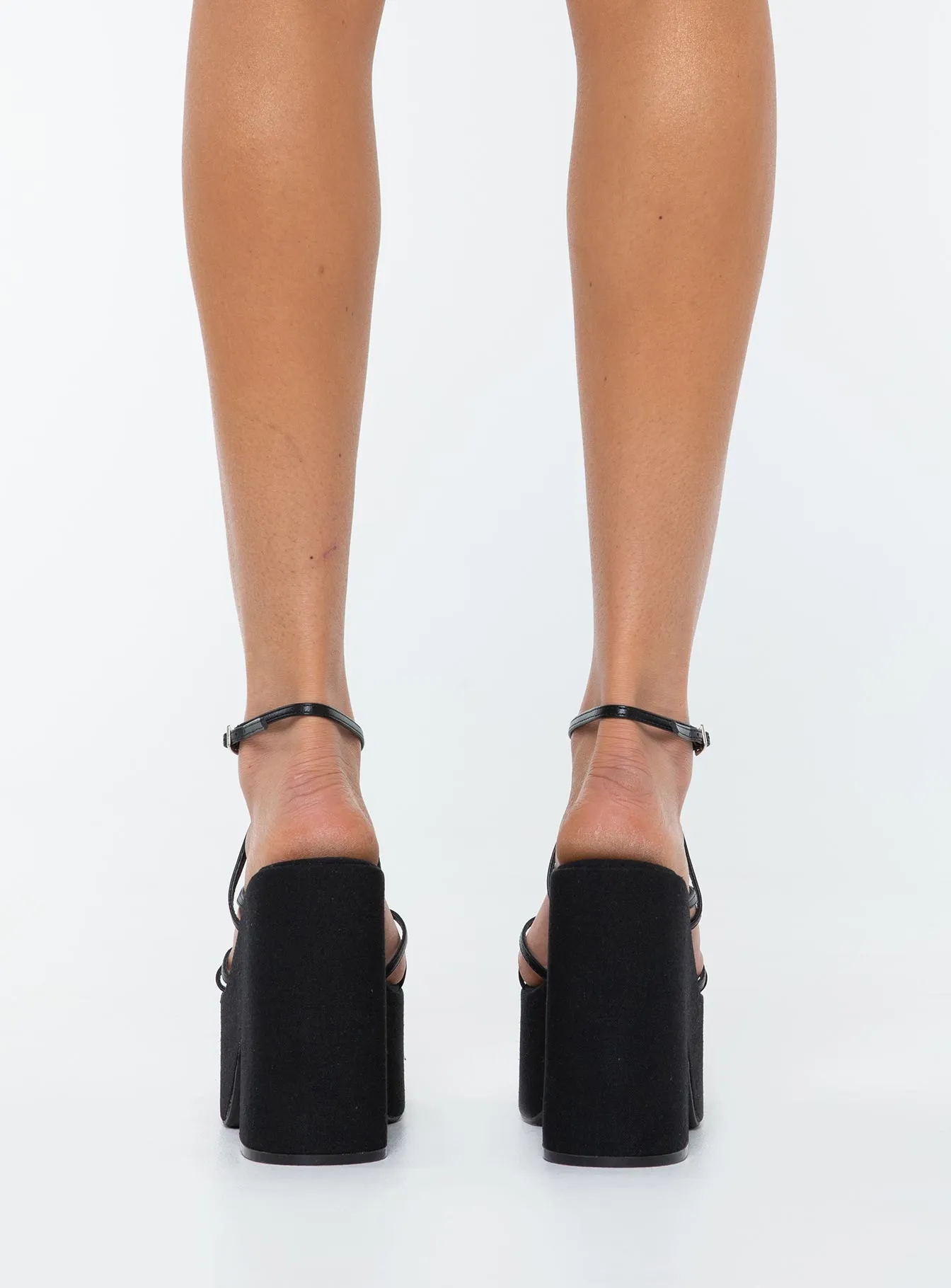 Joella Platform Heels Black suede look