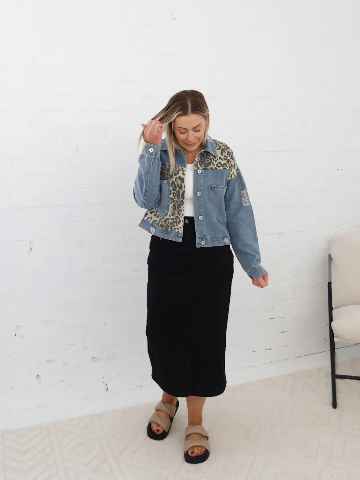 Slim Fit Band Stretchy Joey Skirt-Black