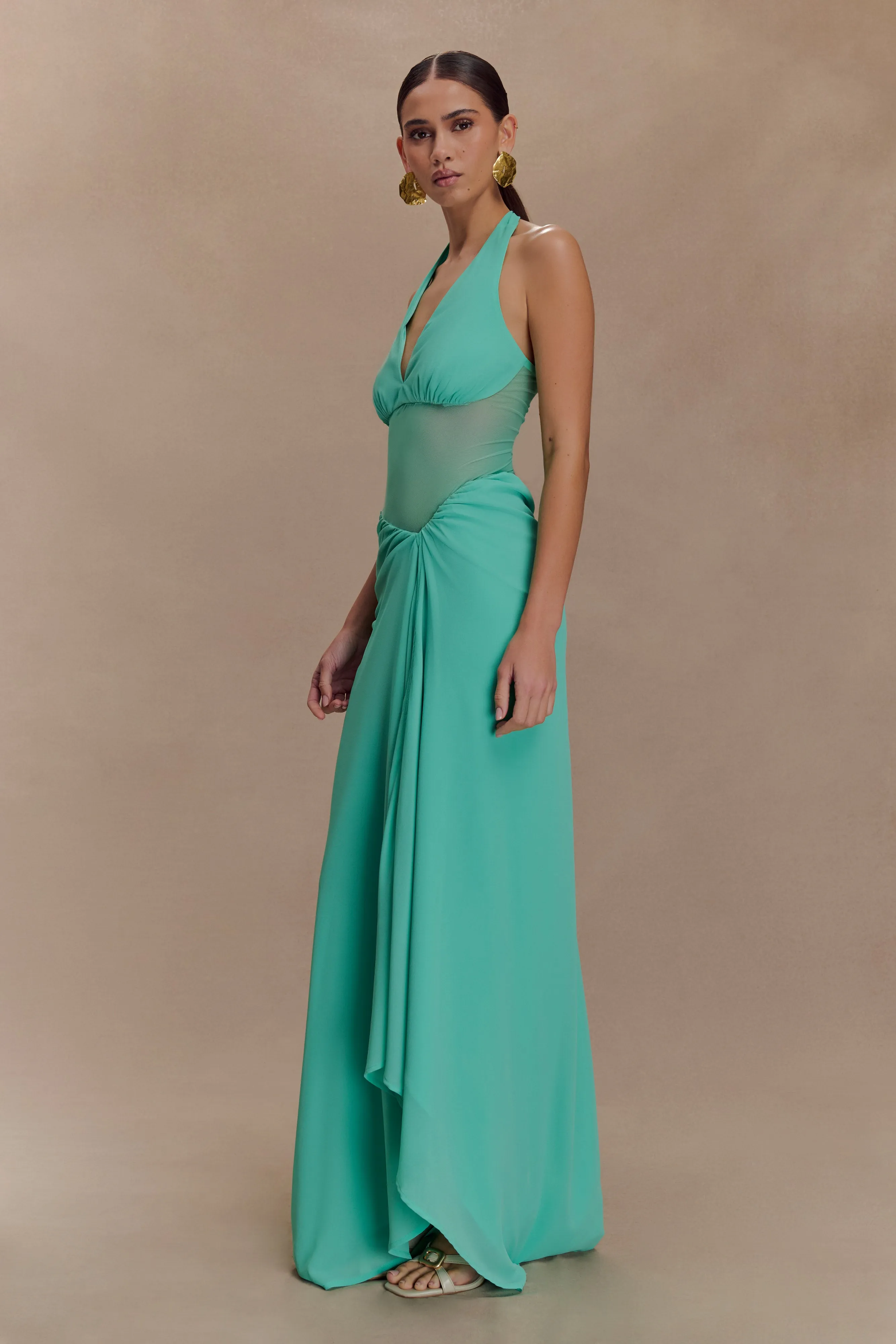 Love Glow Jonna Chiffon And Mesh Maxi Dress - Lagoon