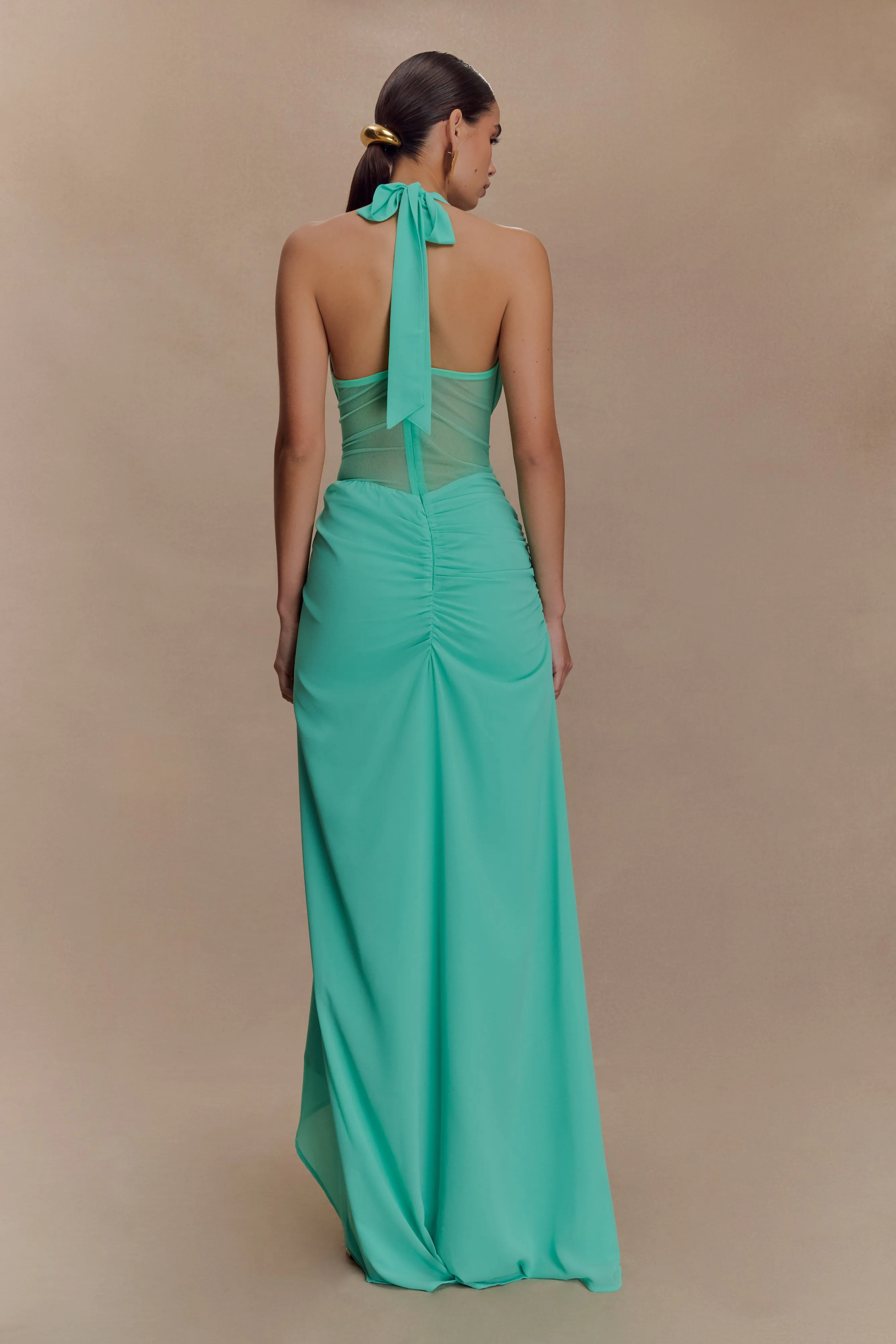 Jonna Chiffon And Mesh Maxi Dress - Lagoon Gentle Stitch