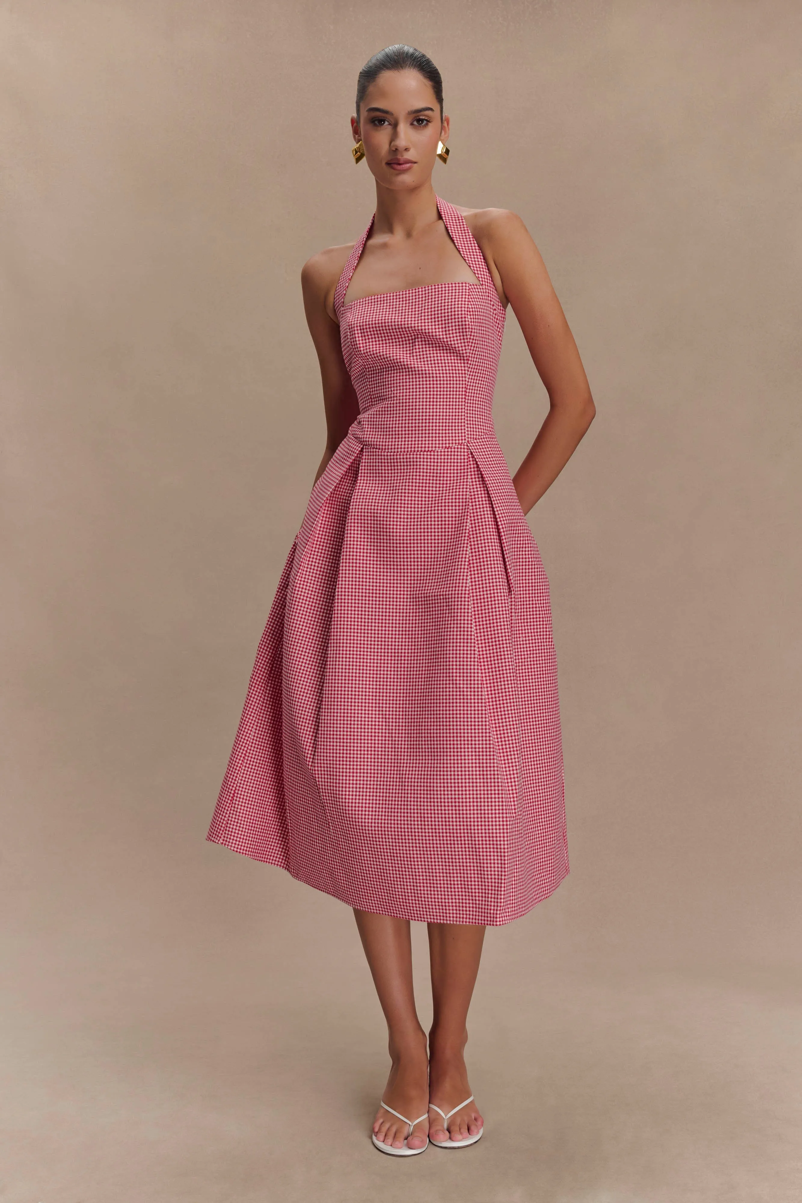 Juana Halter Midi Dress - Red Gingham Perfect Style Wear