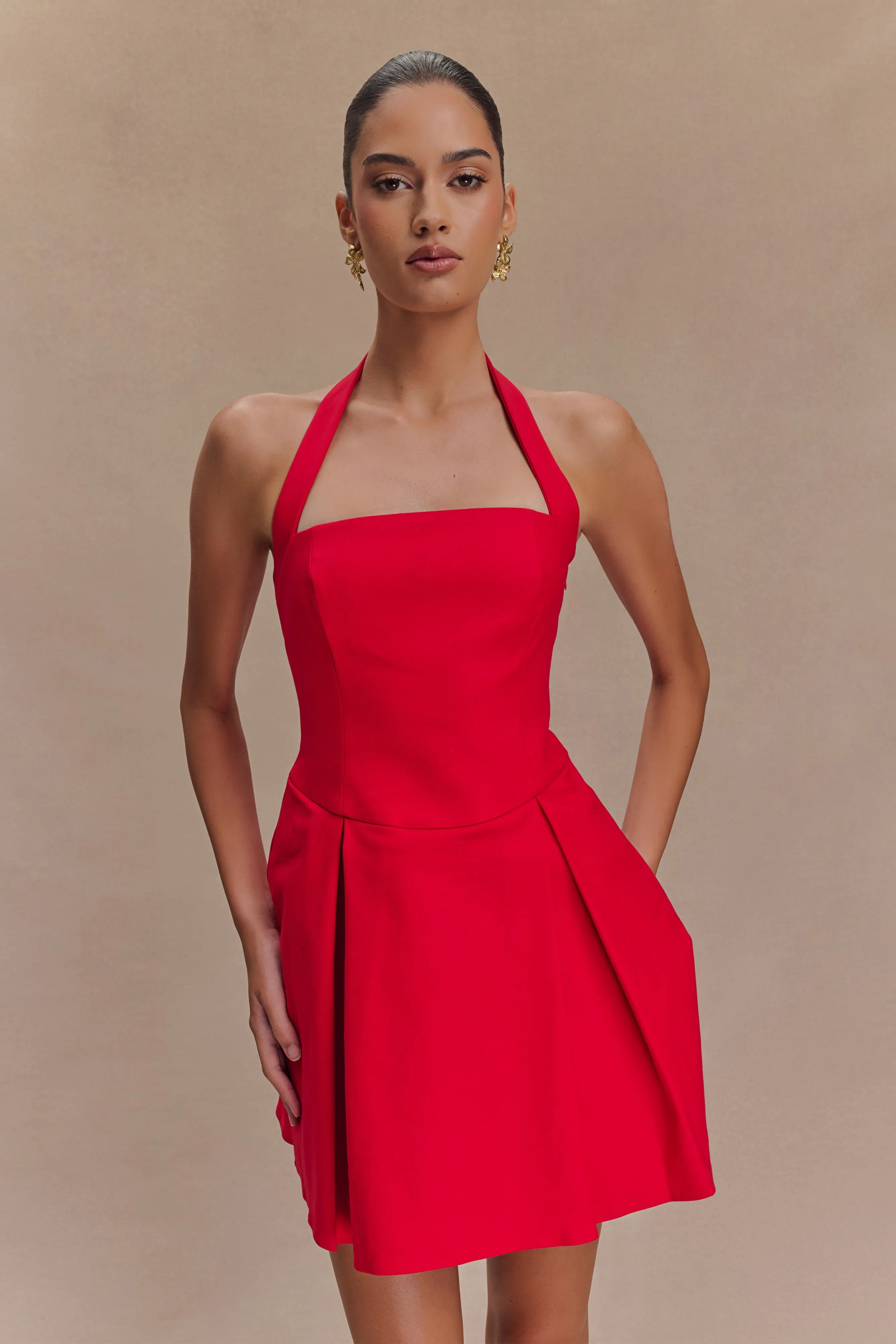 Julia Halter Mini Dress - Red Classic Layer