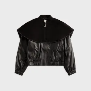 JW Anderson Oversized Collar Bomber Jacket - Black Contoured Silhouette High Collar Windguard