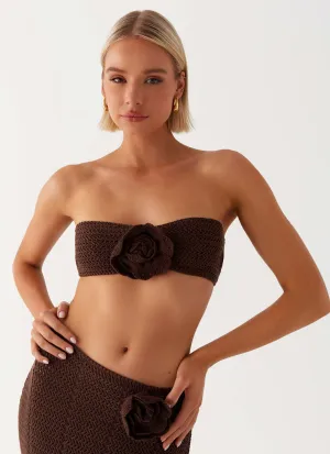Kelcie Rose Crochet Bandeau Top - Chocolate Morning Wear