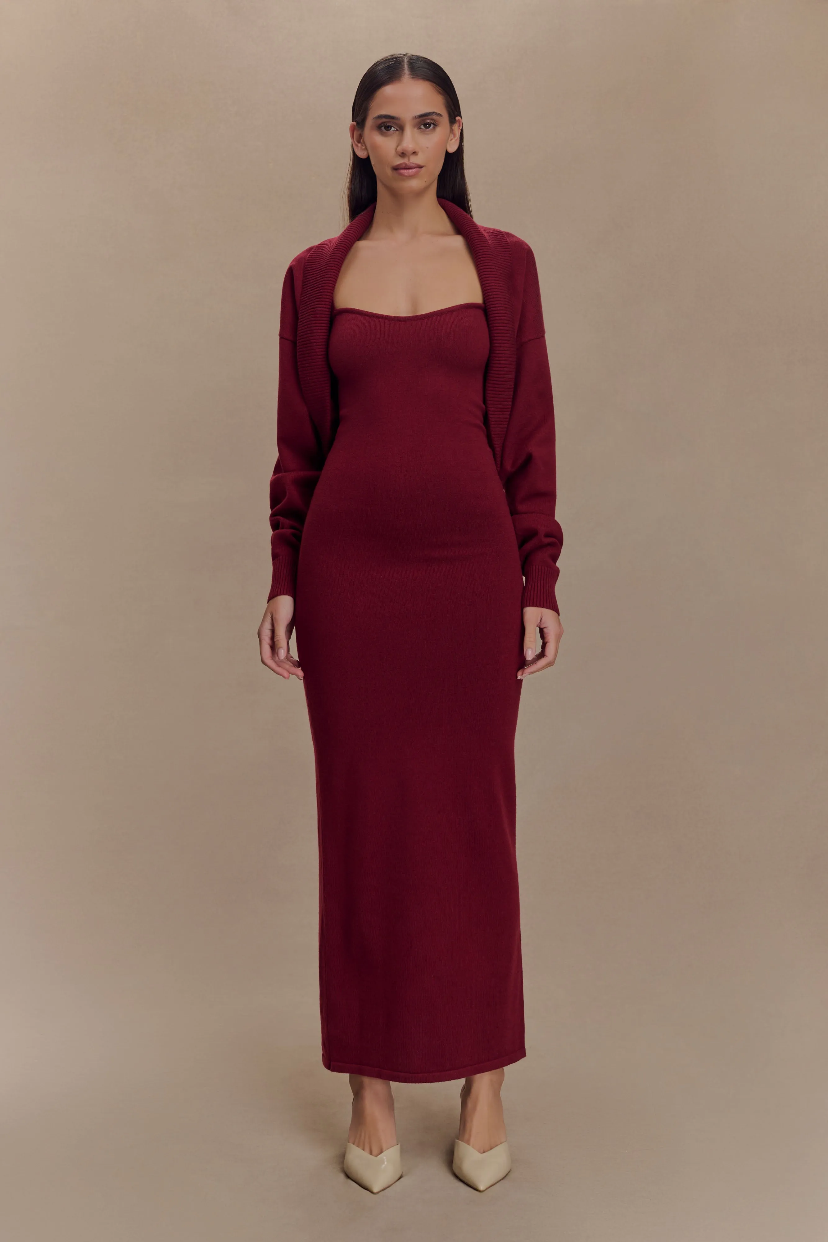Soft-touch daywear Simple Shape Kingston Knit Maxi Dress - Merlot