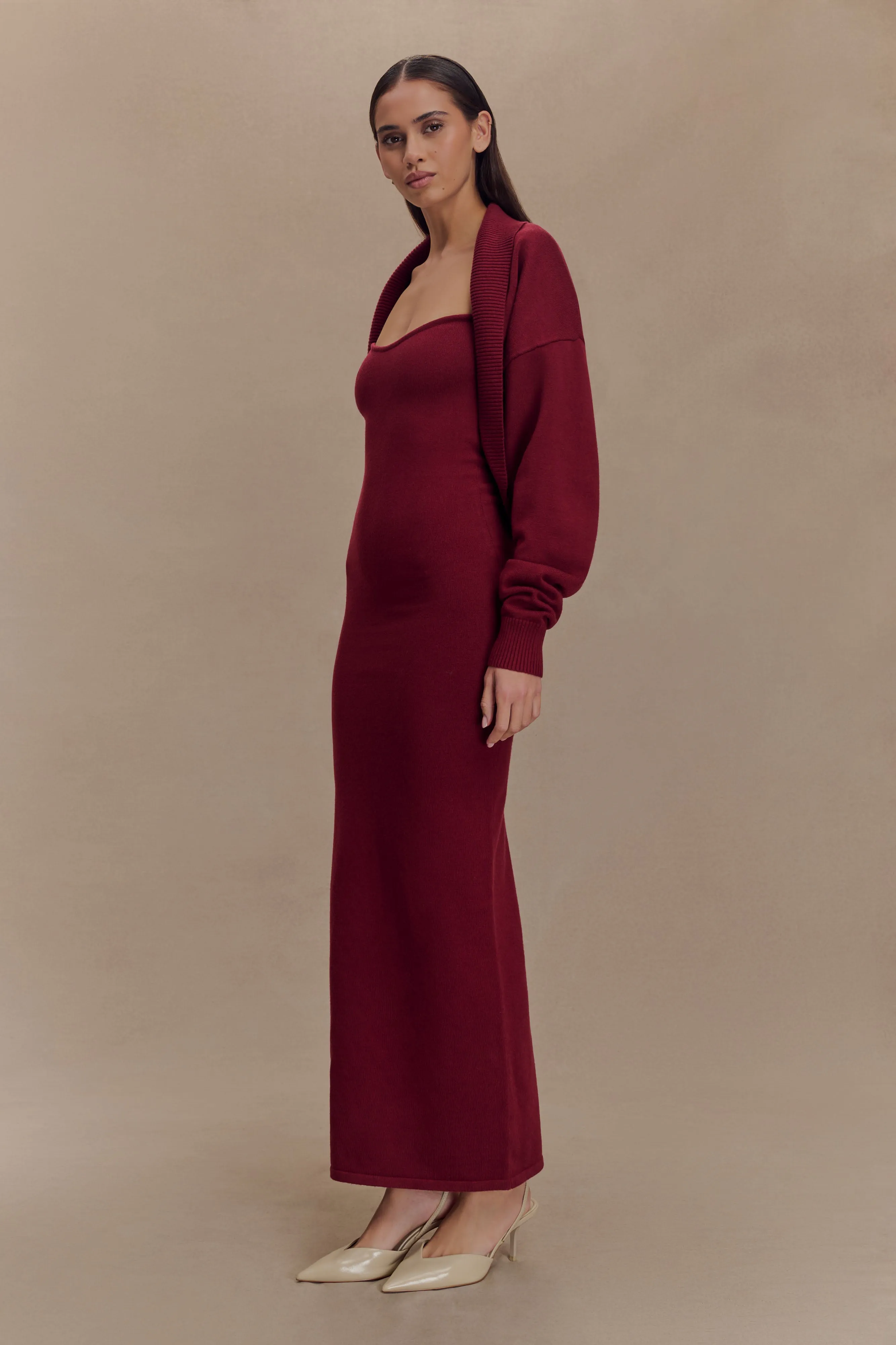 Vibrant Form High Cut Kingston Knit Maxi Dress - Merlot