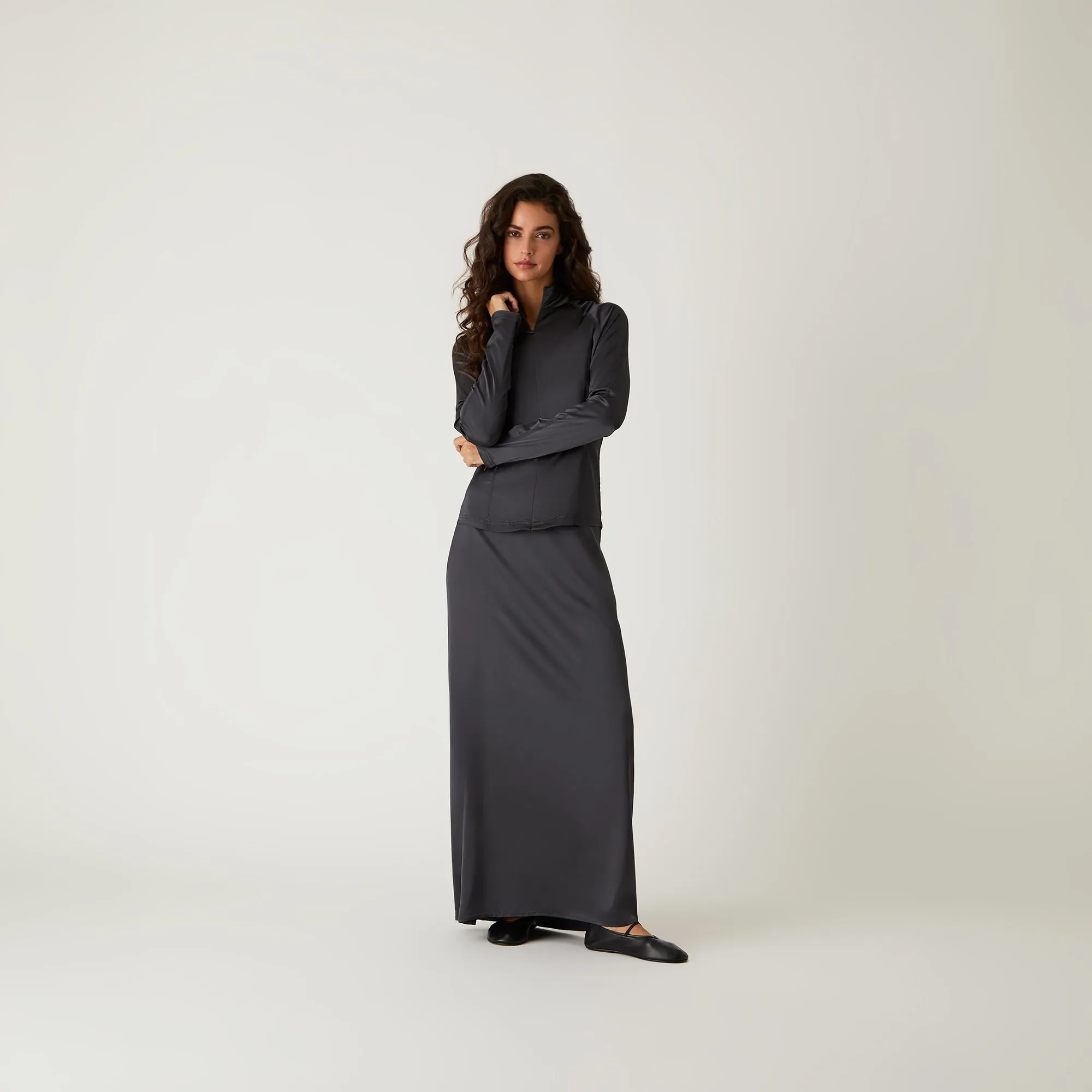 Kith Women Kaya Stretch Satin Skirt - Void Laidback Feel Pocket Design