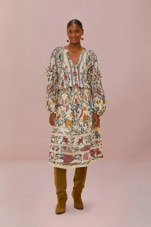 Hidden Zipper Cream Romantic Lightness Midi Skirt