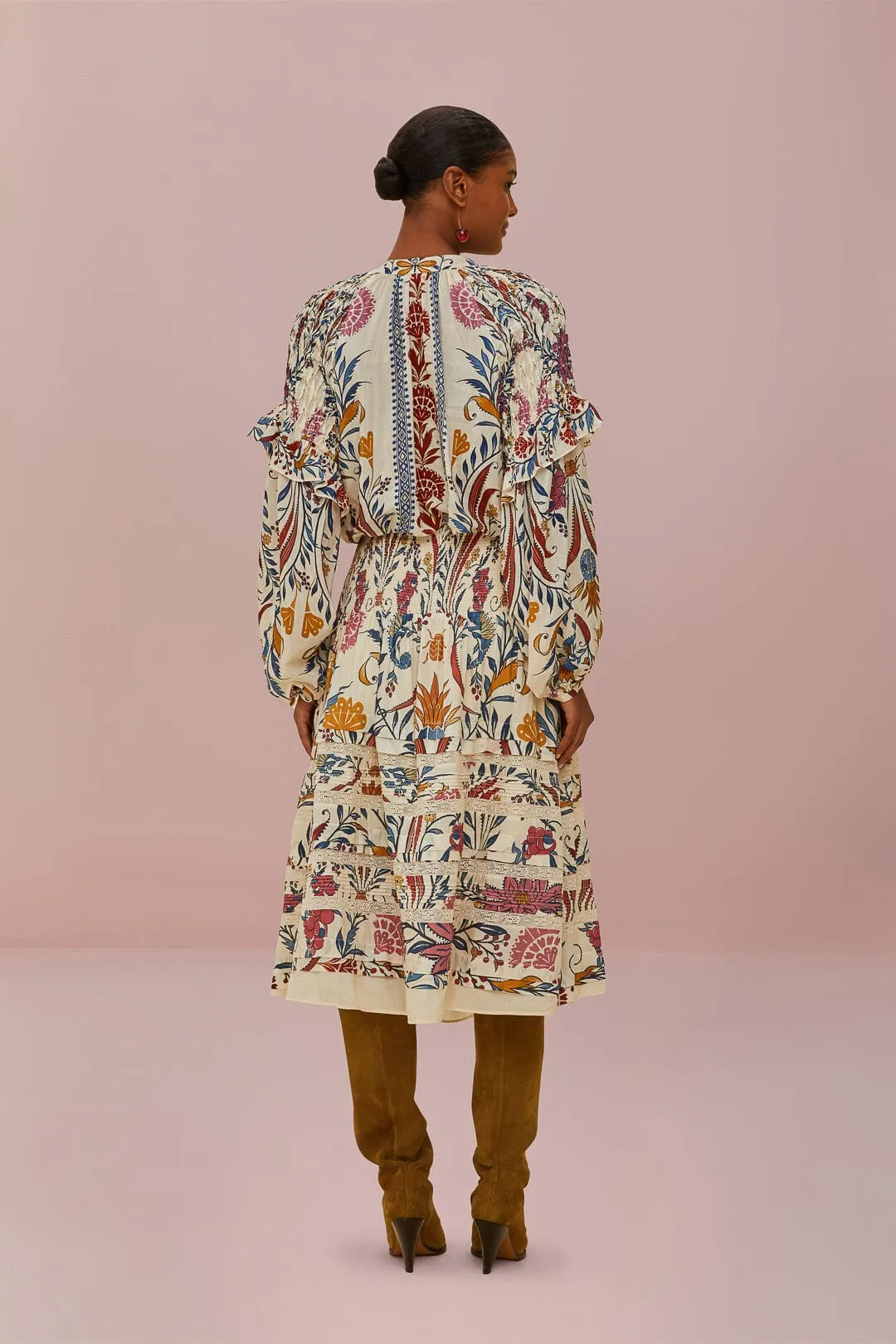 Cream Romantic Lightness Midi Skirt Chafe Resistant