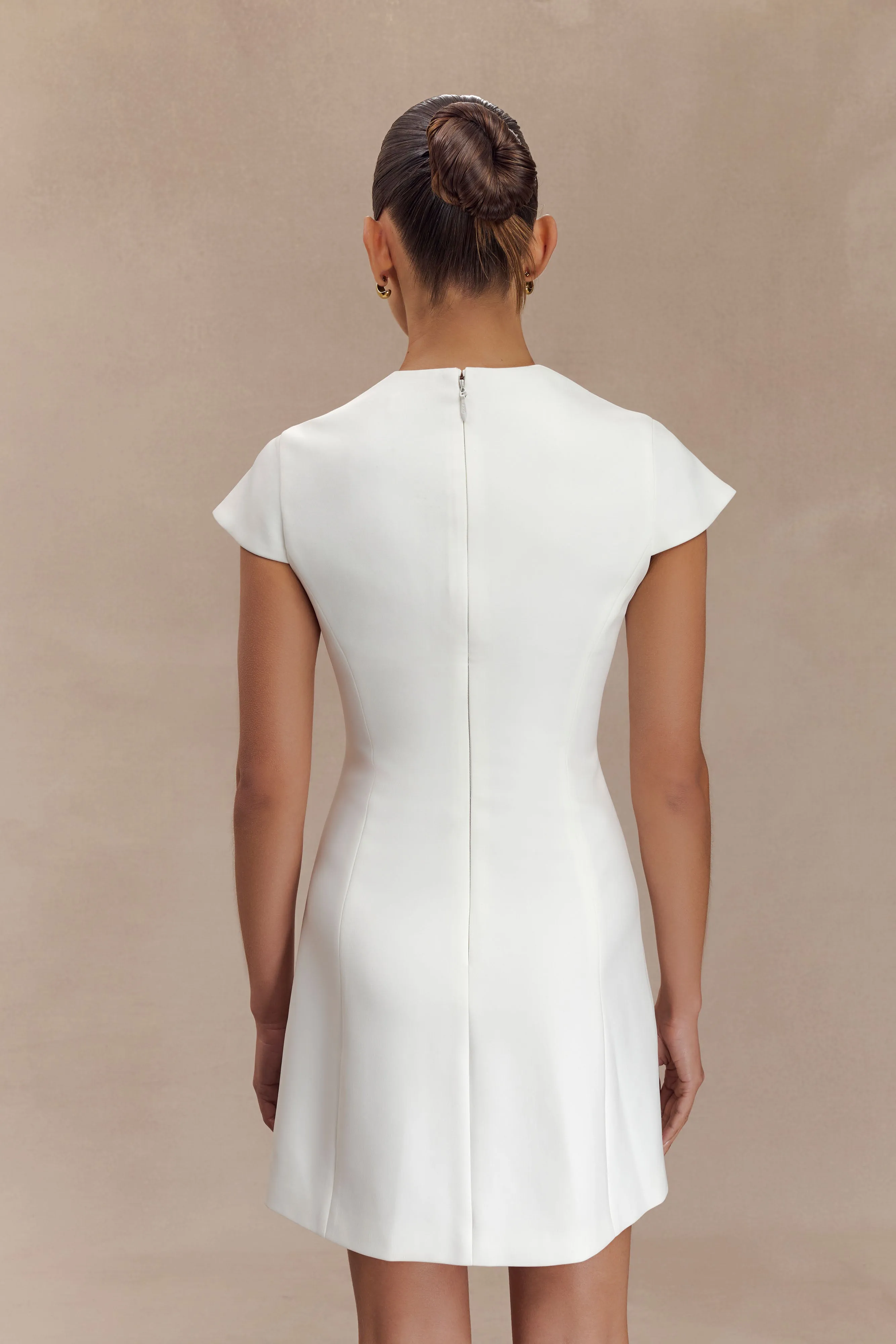 Remi Suiting Mini Dress With Floral Hardware - White Bold colors Soft Curve