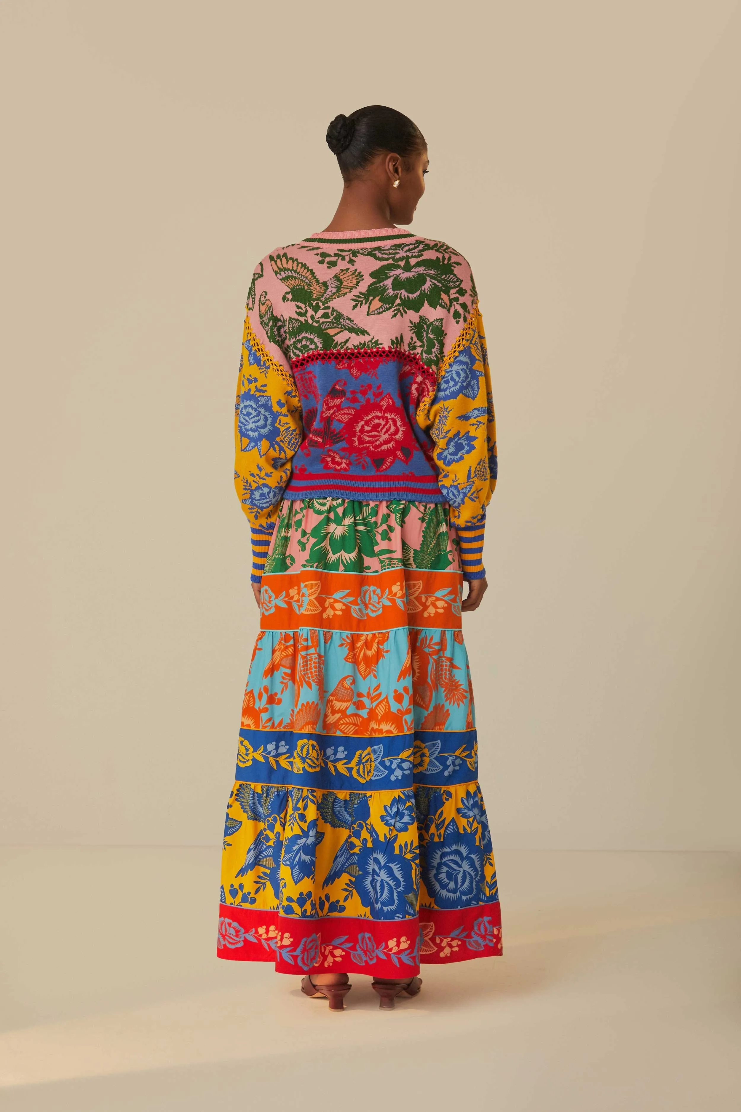 Street Edge Lace Garden Tiered Maxi Skirt