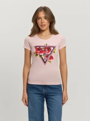 Hygroscopic Fiber college Eco Pink Roses Logo T-Shirt
