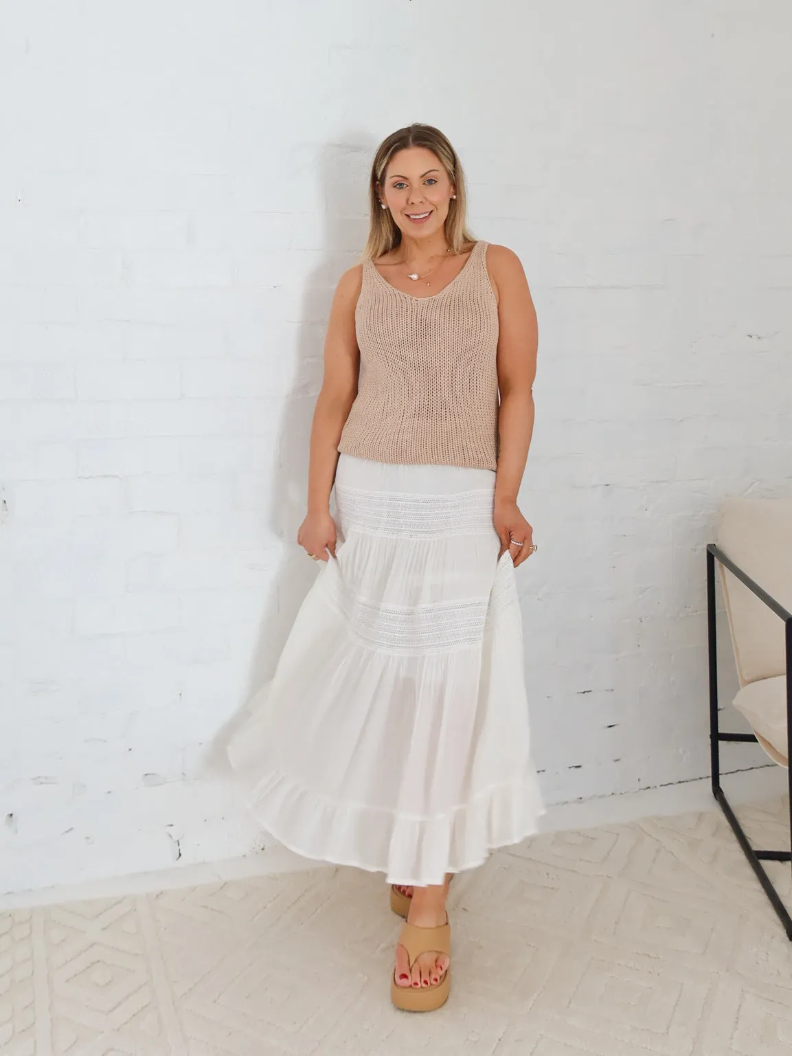 Ethically Made Weekend Outfit Laura Skirt- White