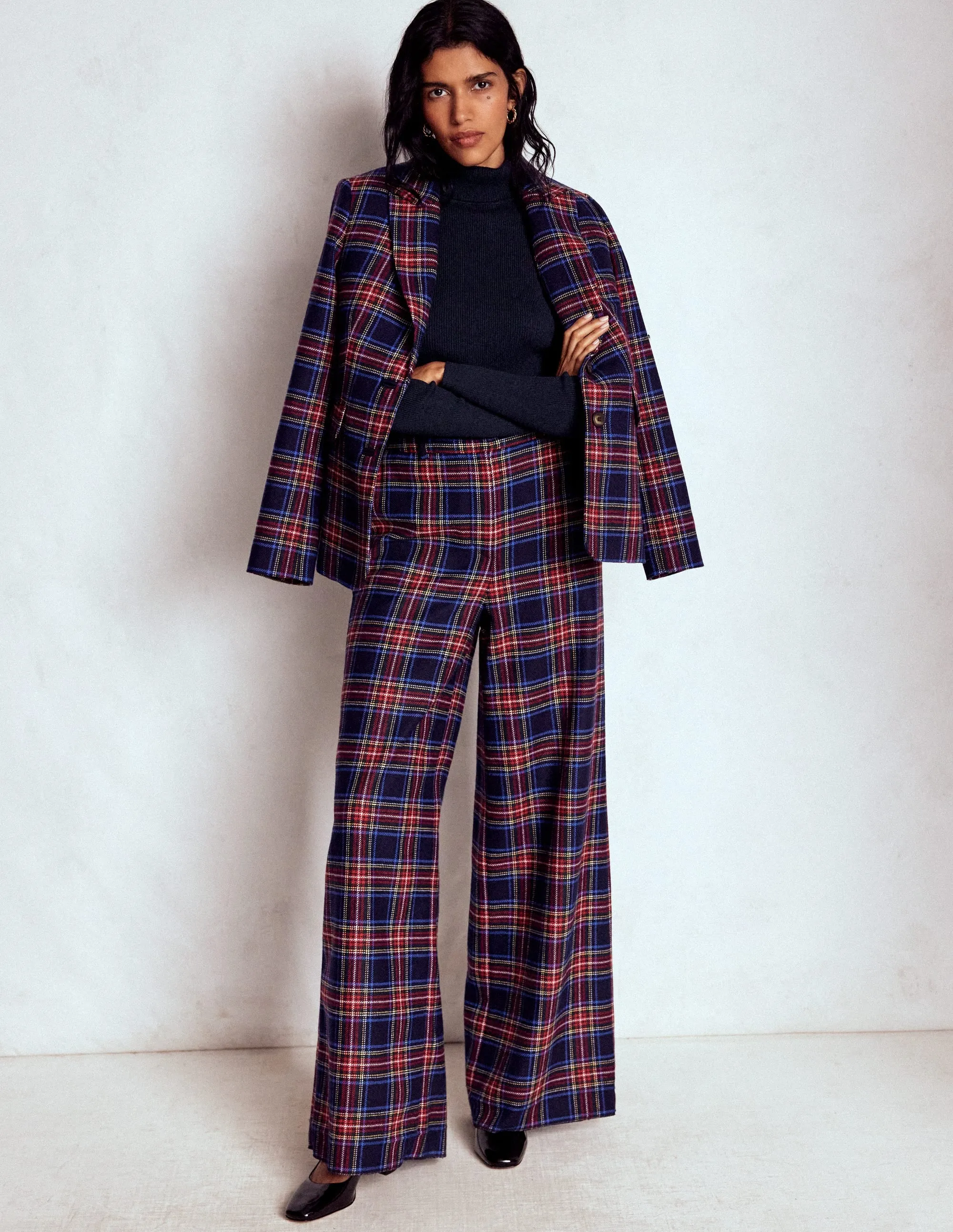 ReverseCoil Zipper PreShrunk Material Emilia Cotton Roll Neck Jumper-Navy