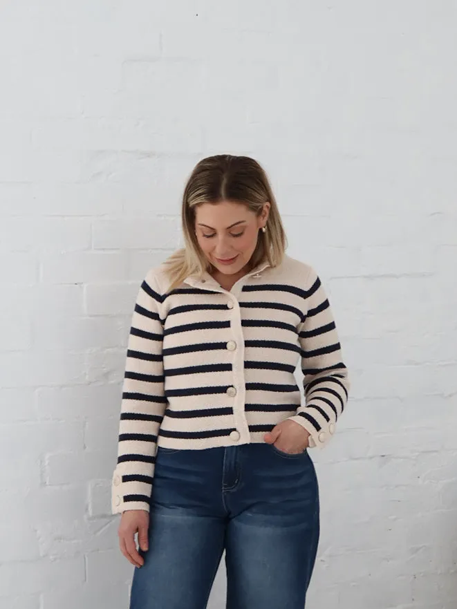 MultiDirectional Stretch Sleek Surface Blanca Cardigan - Navy