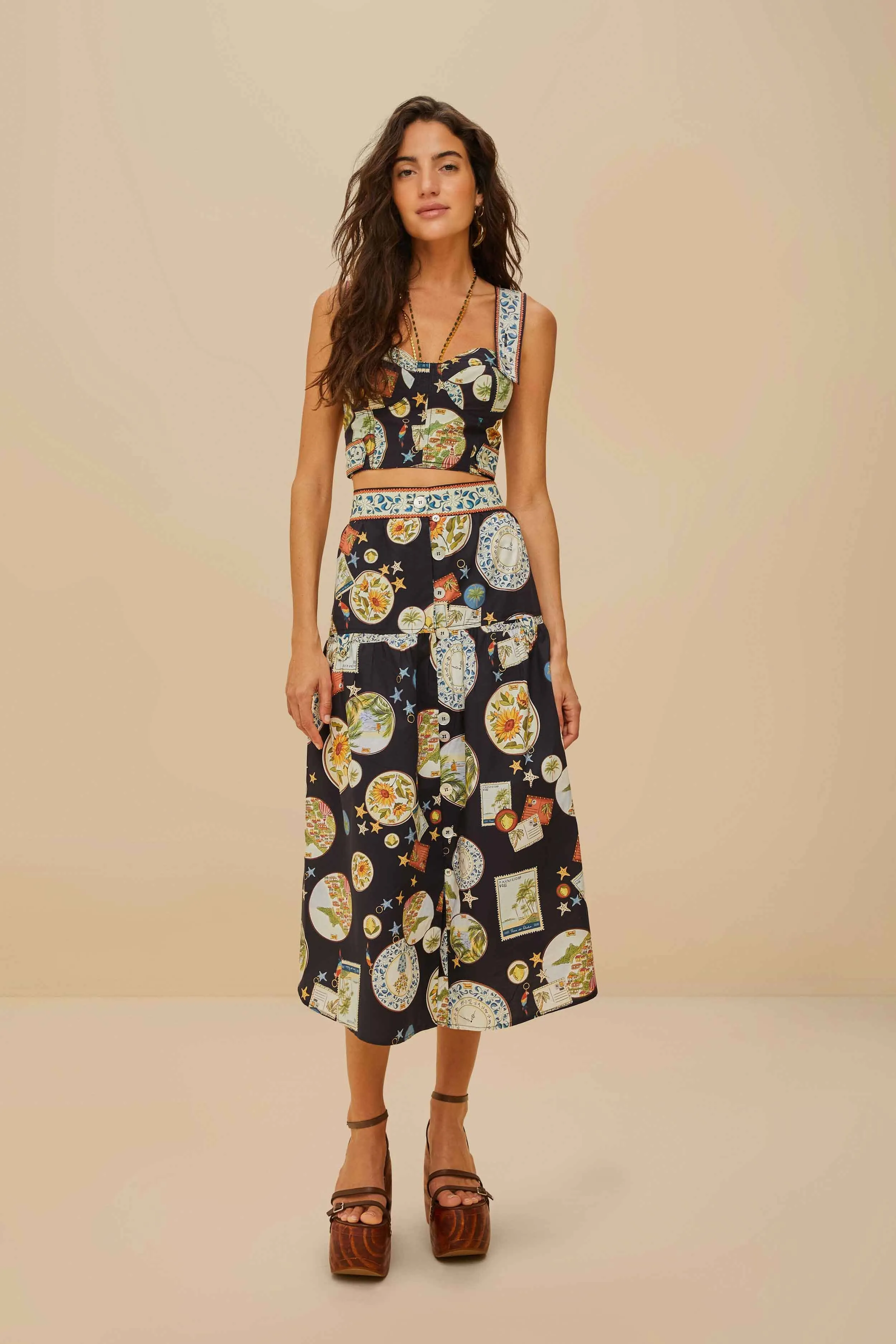 Airtight Zipper Stretch Ease Black Trip Souvenir Topstitching Organic Cotton Top